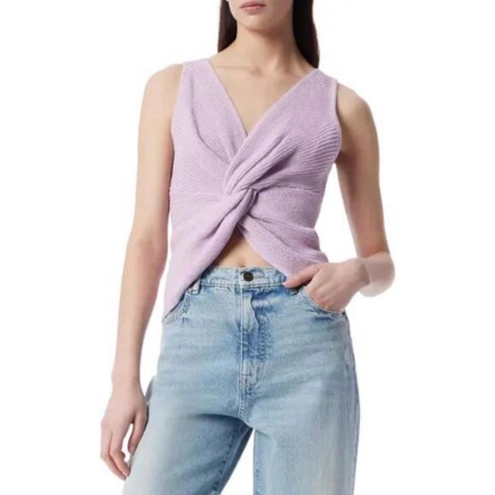 Robert Rodriguez Joyce Twist Front Knit Sweater Tank | Lavendar Frost | XS - Picture 8 of 9